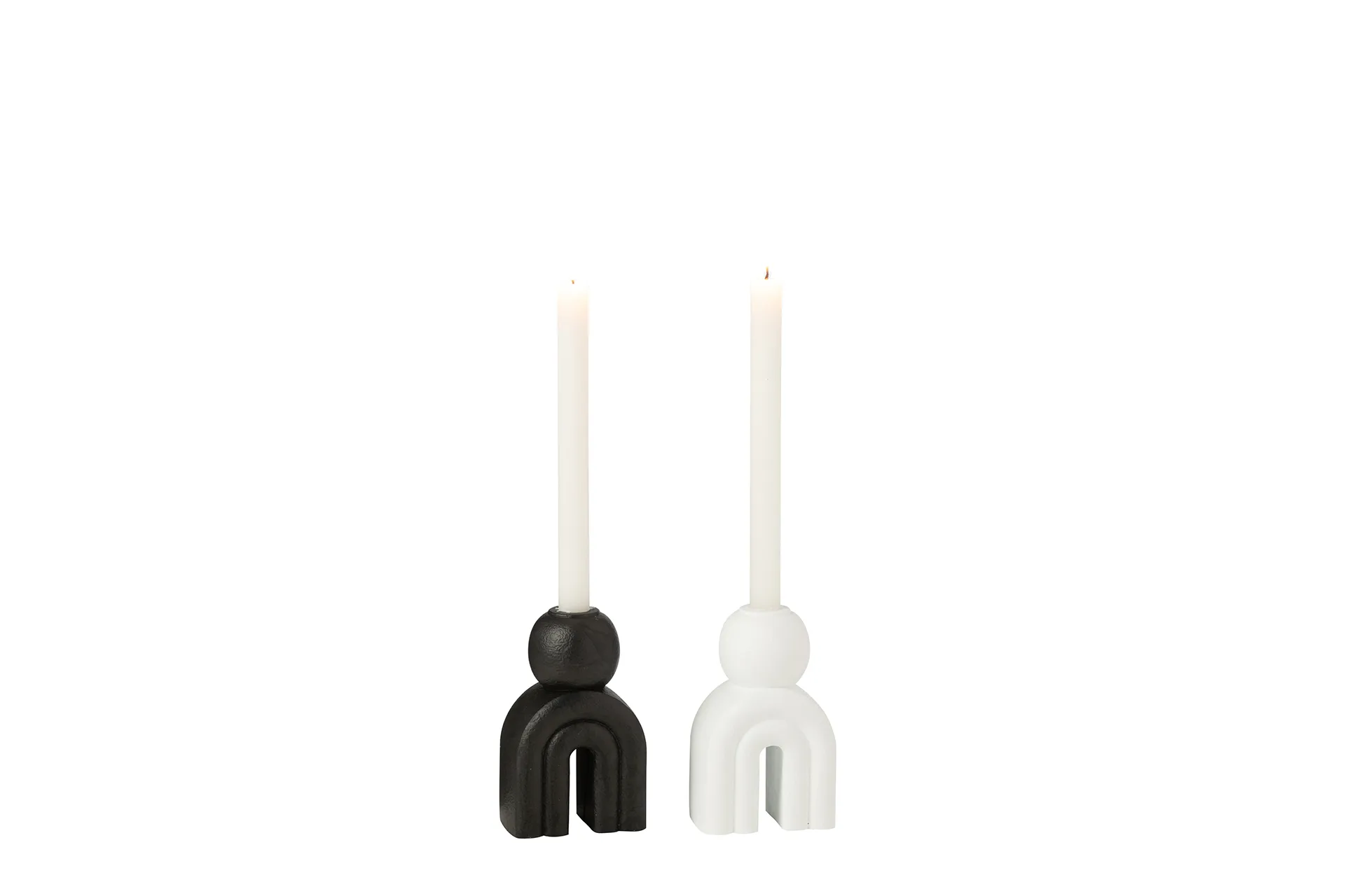 Kerzenhalter 2er-Set schwarz, weiß 10 x 6 cm