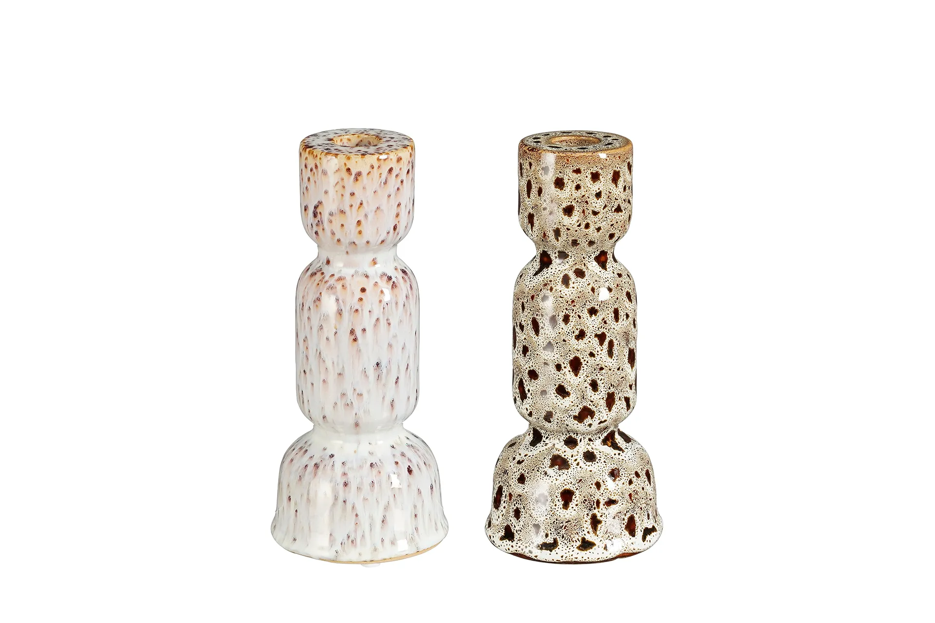 Kerzenständer Ceramic Braun, Weiß 8,5 x 8,5 cm